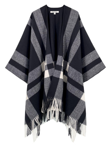 Black Check Poncho - Shopmossrose